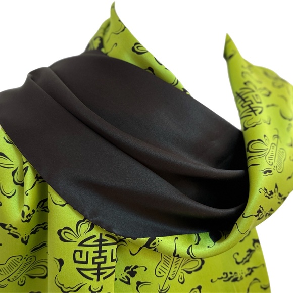 Shanghai Tang 100% Silk Scarf – Green & Black – NWT - Picture 3 of 10